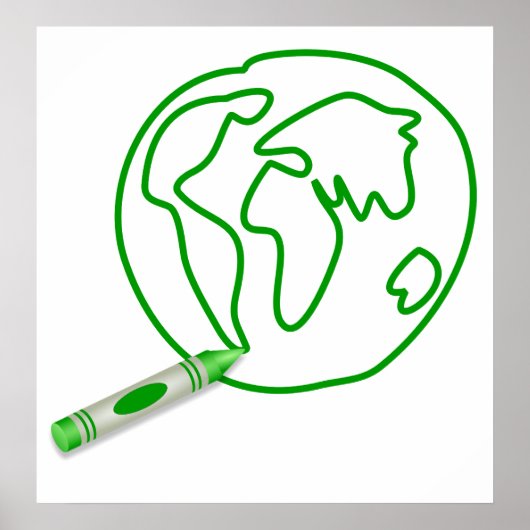 Poster Crayon Green Globe (Devant)