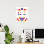 Poster Crayon Scribble Motif géographique (Bureau à domicile)