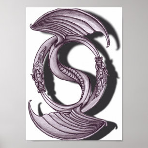 Poster Crayon Yin Yang Dragon