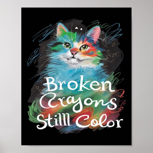Poster Crayons cassés Couleur encore Chat Enseignant Soin (Devant)