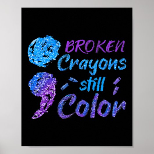 Poster Crayons cassés Couleur encore Mois de sensibilisat (Devant)