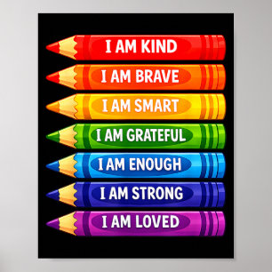 Poster Crayons d'affirmations positives pour les enfants