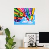 Poster Crayons dans le ciel, peinture acrylique (Bureau à domicile)