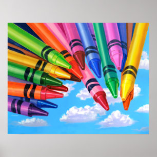 Poster Crayons dans le ciel, peinture acrylique