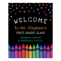 Crayons Étoiles Coloré Bienvenue Enseignant de la