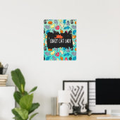 Poster Crazy Cat Lady Cute et Playay Cat Motif (Bureau à domicile)