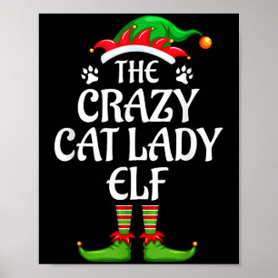 Poster Crazy Cat Lady Elf Matching Family Group Noël