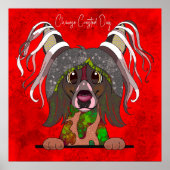 Poster Crazy Chinese Crested Dog visage peint à la main (Devant)