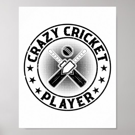 Poster Crazy Cricket Player - Cricketing Cricket Player 1 (Devant)