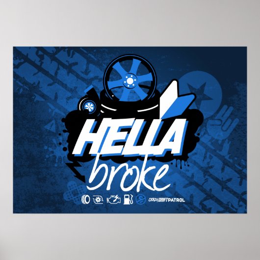Poster Crazy Drift Patrol - Hella Broke (blue) (Devant)