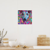 Poster Crazy Funky Whippet Chien Portrait Art (Cuisine)