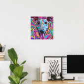Poster Crazy Funky Whippet Chien Portrait Art (Bureau à domicile)
