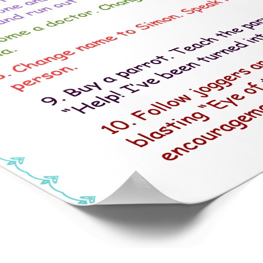 Poster Crazy Funny Wacky Doit Faire Des Pratiques À Faire (Coin)