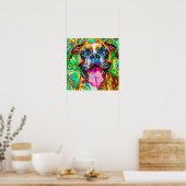 Poster Crazy Happer Boxer Chien 2 Portrait d'art (Cuisine)