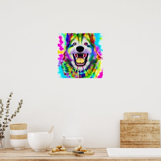 Poster Crazy Happy Akita Portrait d'art chien (Cuisine)