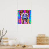 Poster Crazy Happy Belge Malinois Portrait d'Art Chien (Cuisine)
