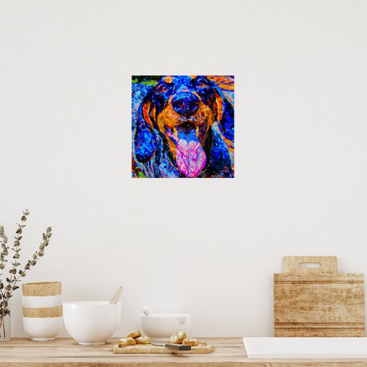 Poster Crazy Happy Bluetick Coonhound Portrait d'art chie (Cuisine)
