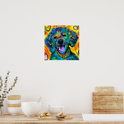 Poster Crazy Happy Cockapoo Portrait d'art chien (Cuisine)