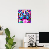 Poster Crazy Happy French Bulldog Portrait d'art (Bureau à domicile)