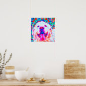 Poster Crazy Happy Great Pyrenees Portrait d'art chien (Cuisine)