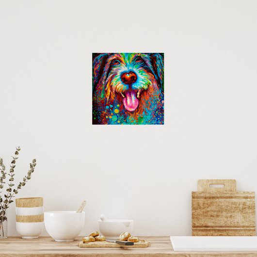 Poster Crazy Happy Happy Portrait d'art de chien Collie (Cuisine)