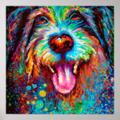 Poster Crazy Happy Happy Portrait d'art de chien Collie (Devant)