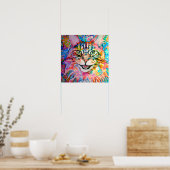 Poster Crazy Happy Maine Coon Cat Portrait Art (Cuisine)