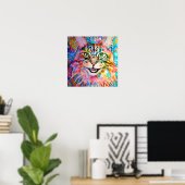 Poster Crazy Happy Maine Coon Cat Portrait Art (Bureau à domicile)