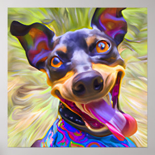 Poster Crazy Happy Manchester Terrier Portrait d'art chie