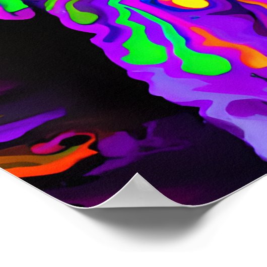 Poster Crazy Happy Poodle Portrait d'art de chien (Coin)