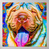 Poster Crazy Happy Shar-Pei Portrait d'art chien (Devant)
