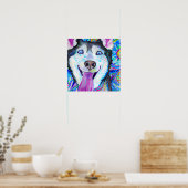 Poster Crazy Happy Sibérien Husky Portrait Art (Cuisine)