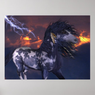 Poster Crazy Horse bleu