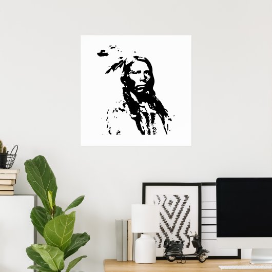 Poster Crazy Horse Native American Leader Canvas Imprimer (Bureau à domicile)
