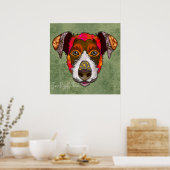 Poster Crazy Jack Russell Terrier chien visage peint main (Cuisine)