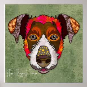 Poster Crazy Jack Russell Terrier chien visage peint main