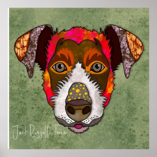Poster Crazy Jack Russell Terrier chien visage peint main (Devant)