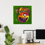 Poster Crazy Rottweiler chien visage peint main (Bureau à domicile)