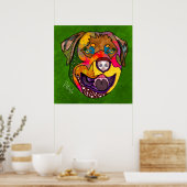 Poster Crazy Rottweiler chien visage peint main (Cuisine)
