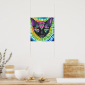 Poster Crazy Tie Dye Chat noir Portrait Art (Cuisine)