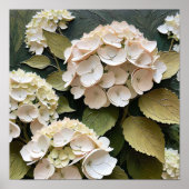 Poster Cream Hydrangeas with Textured Leaves (Devant)