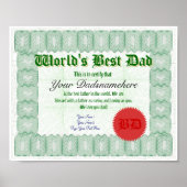 Poster Create a World's Best Dad Certificate (Devant)