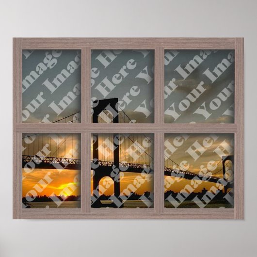 Poster Create Your Own 6 Pane Bleached Brown Window Frame (Devant)