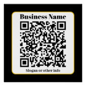 Poster Create Your Own QR Code | Black White Gold Border (Devant)