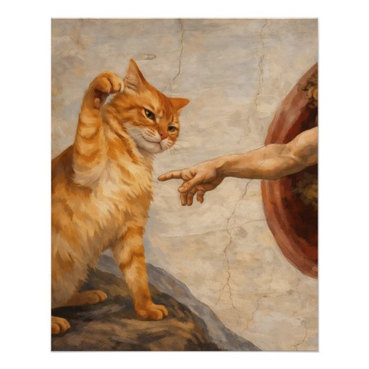 Poster Création d'Adam avec le chat Sarca, une œuvre d'ar (Devant)