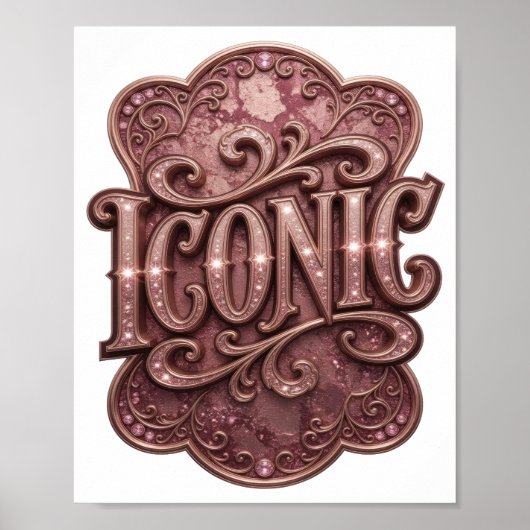 Poster Création de déclaration ICONIQUE rose accrocheuse (Devant)