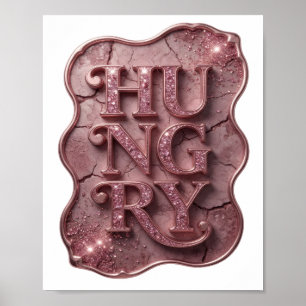 Poster Création de slogan rose tendance HUNGRY