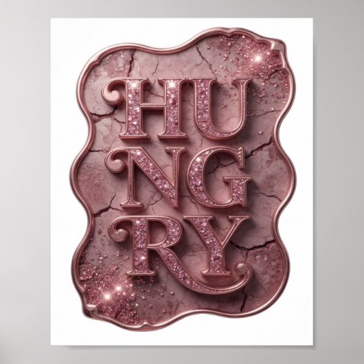 Poster Création de slogan rose tendance HUNGRY (Devant)