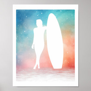 Poster Création de surf vintage drôle pour fille de surf
