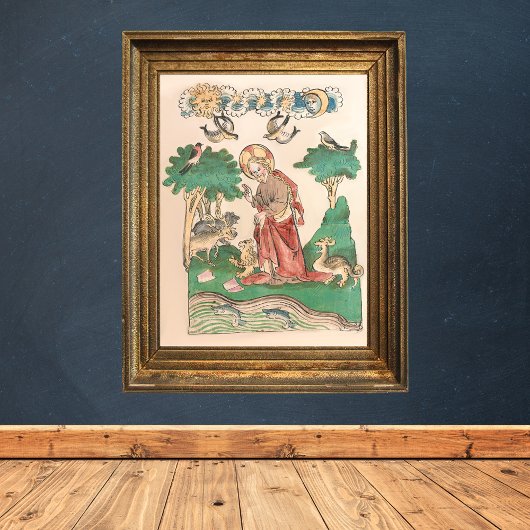 Poster Création du monde - Bible Manuscrit médiéval